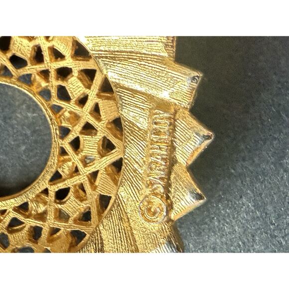 Vtg Sarah Coventry Aquarius Simulated Turquoise Opal Gold Brooch 1970s Retro - Picture 5 of 5